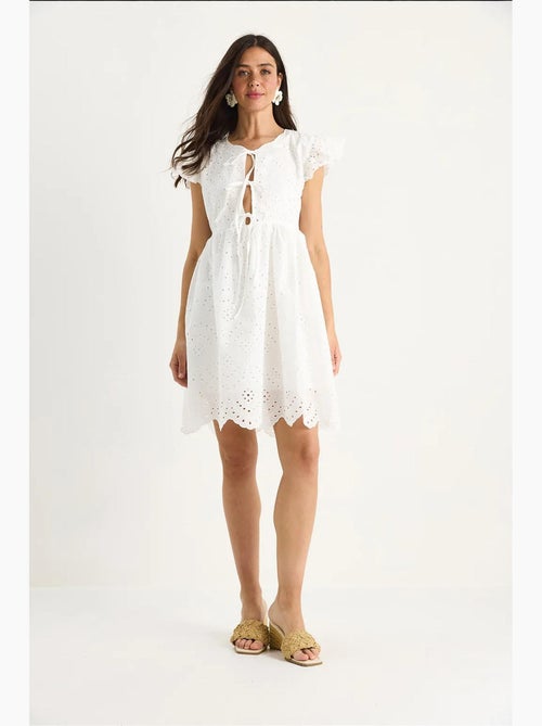 Minivestido con detalle de lazo y forro de ojales lucci - Kiabi Minivestido con detalle de lazo y forro de ojales lucci - Kiabi