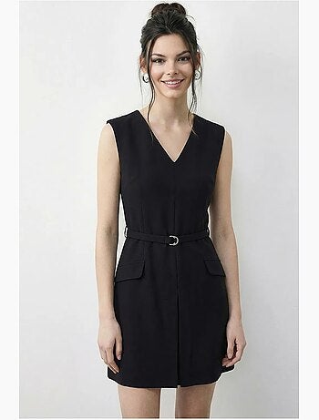 Minivestido con escote en v y cinturón de lucci