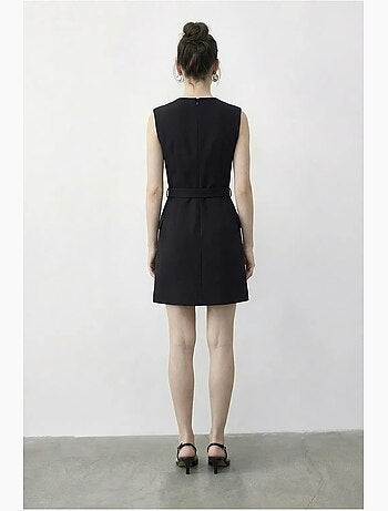Minivestido con escote en v y cinturón de lucci