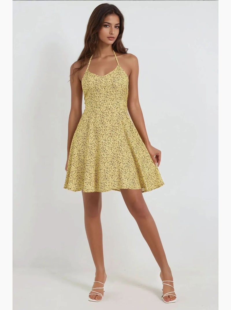 Minivestido con estampado de flores. Hiccup Amarillo limón - Kiabi