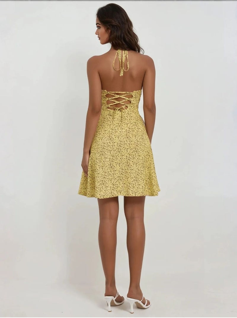 Minivestido con estampado de flores. Hiccup Amarillo limón - Kiabi