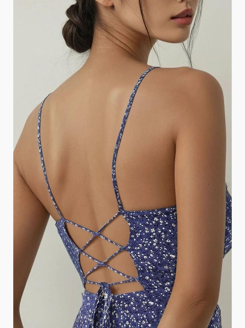 Minivestido con estampado de flores. Hiccup Azul - Kiabi