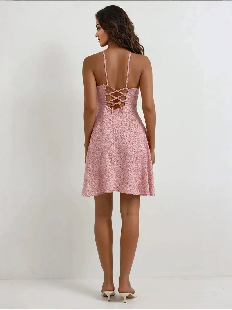Minivestido con estampado de flores. Hiccup Rosa almendra - Kiabi