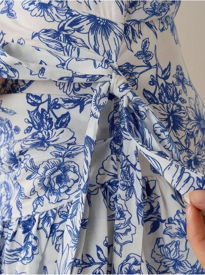 Minivestido con estampado floral Azul - Kiabi