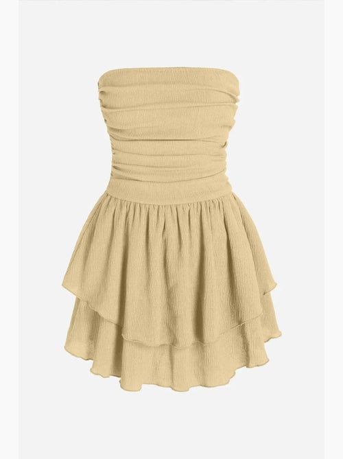 Minivestido con volantes texturizados y sin tirantes hiccup - Kiabi