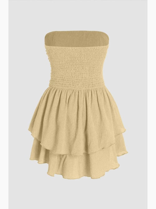 Minivestido con volantes texturizados y sin tirantes hiccup - Kiabi