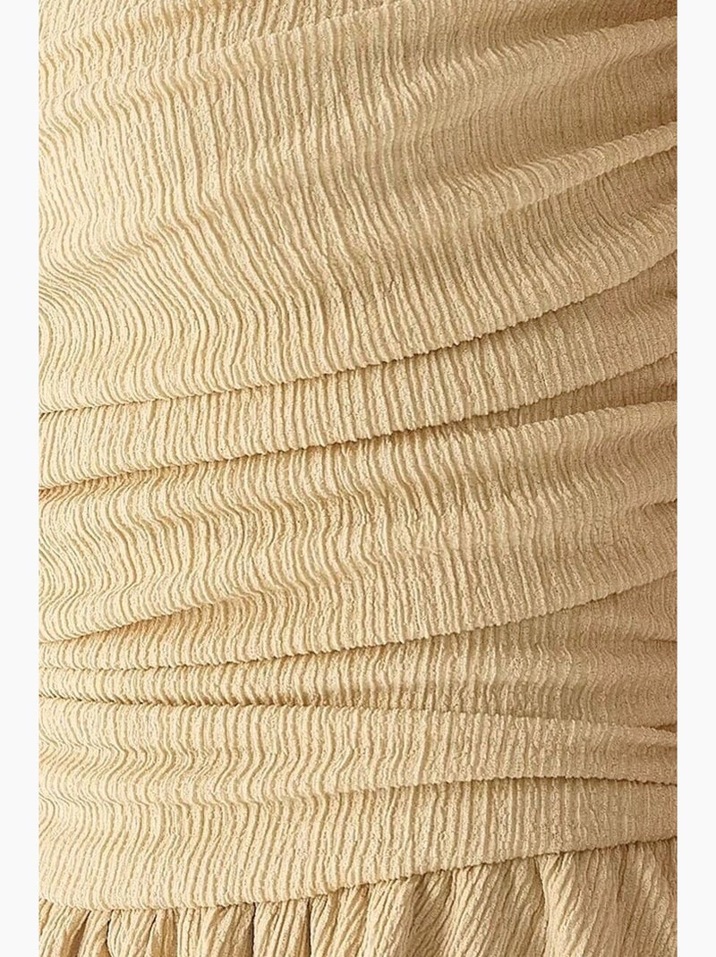 Minivestido con volantes texturizados y sin tirantes hiccup Amarillo limón - Kiabi