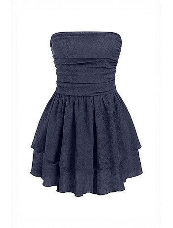 Minivestido con volantes texturizados y sin tirantes hiccup