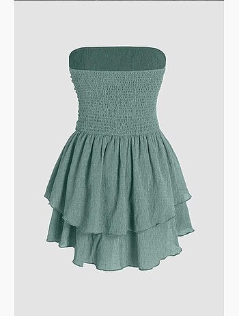 Minivestido con volantes texturizados y sin tirantes hiccup