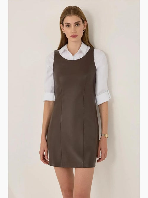Minivestido de piel sintética hiccup - Kiabi Minivestido de piel sintética hiccup - Kiabi