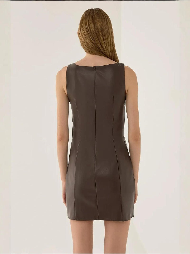 Minivestido de piel sintética hiccup Marrón - Kiabi