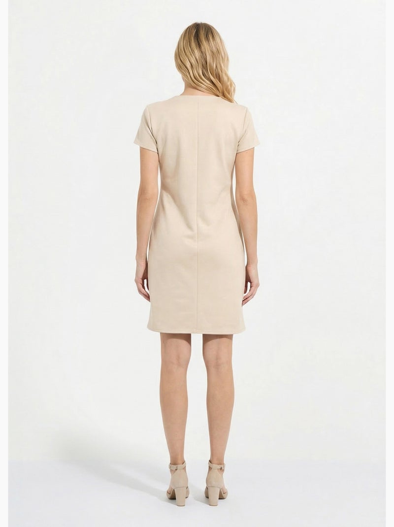 Minivestido de tela aterciopelada de ante - Afibel Beige - Kiabi