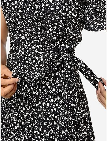 Minivestido de viscosa con cuello en v y estampado de flores ditsy hiccup