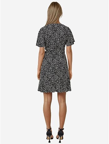 Minivestido de viscosa con cuello en v y estampado de flores ditsy hiccup