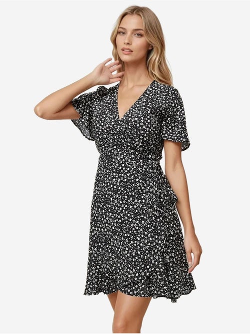 Minivestido de viscosa con cuello en v y estampado de flores ditsy hiccup - Kiabi