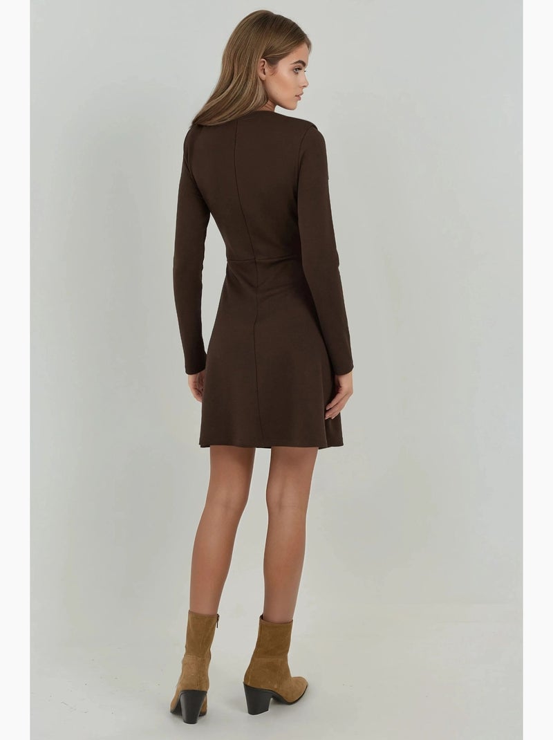 Minivestido drapeado con cuello redondo hiccup Marrón oscuro - Kiabi