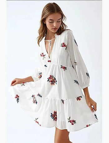 Minivestido estampado con cuello en v hiccup