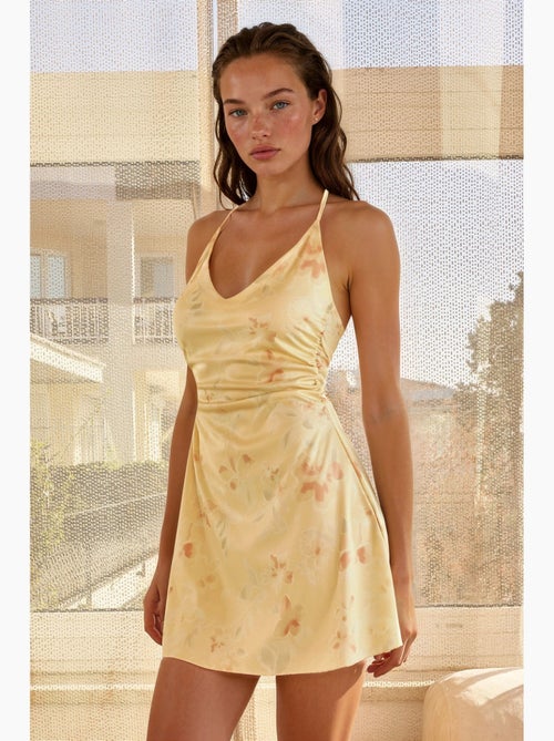 Minivestido estampado con cuello halter hiccup - Kiabi