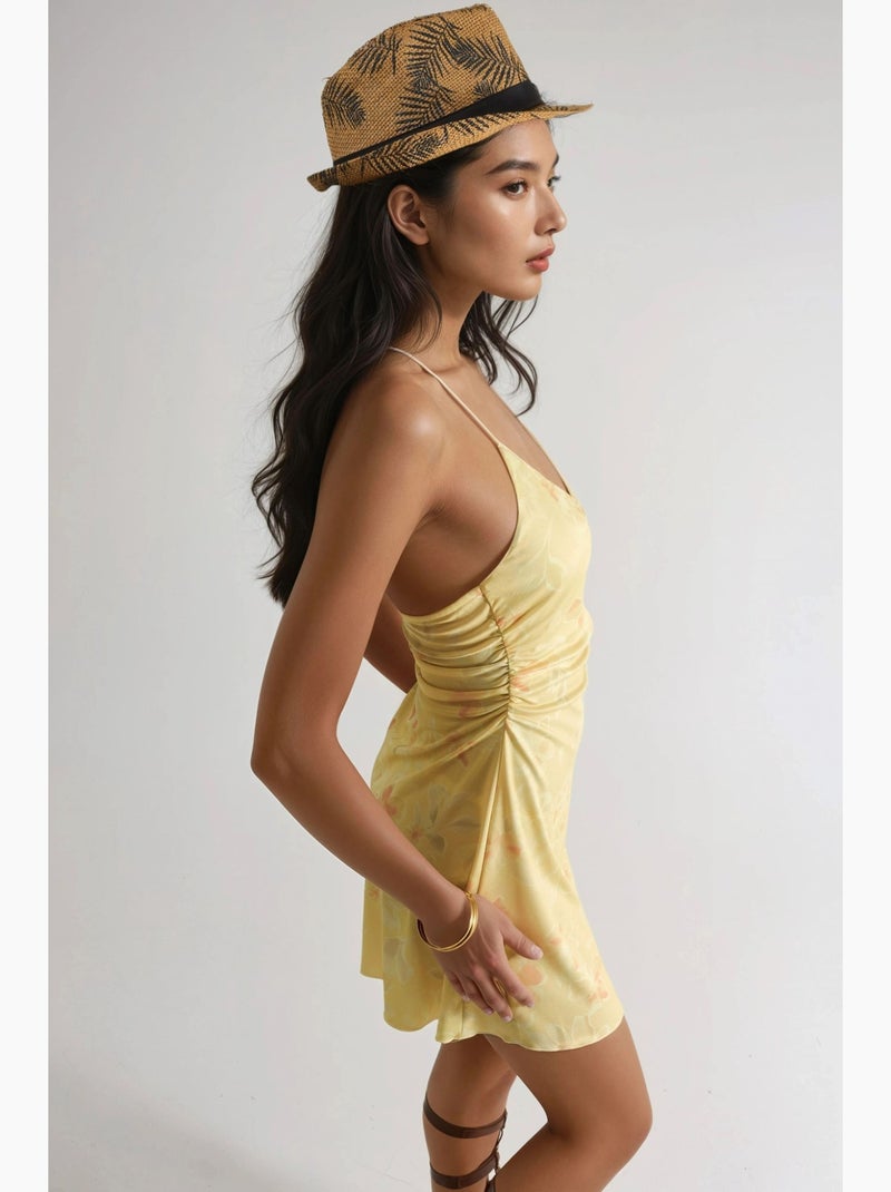 Minivestido estampado con cuello halter hiccup Ámbar - Kiabi