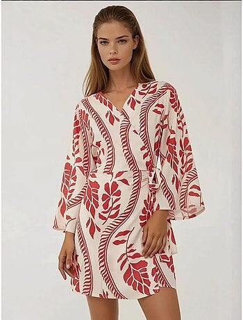 Minivestido floral con cuello en v hiccup