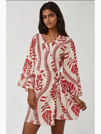 Minivestido floral con cuello en v hiccup