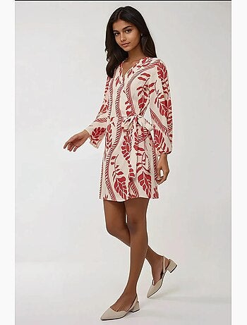 Minivestido floral con cuello en v hiccup