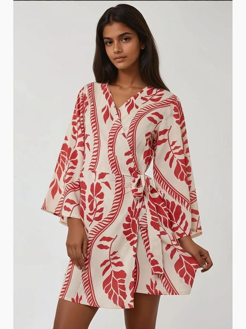 Minivestido floral con cuello en v hiccup - Kiabi