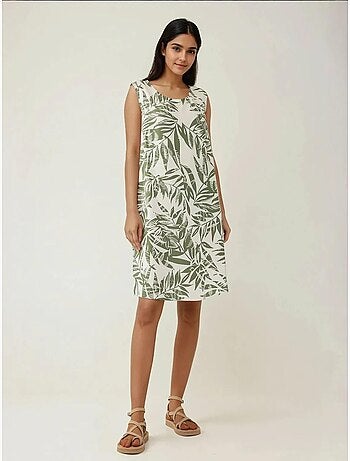 Minivestido floral sin mangas con corte en a hiccup
