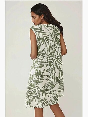Minivestido floral sin mangas con corte en a hiccup