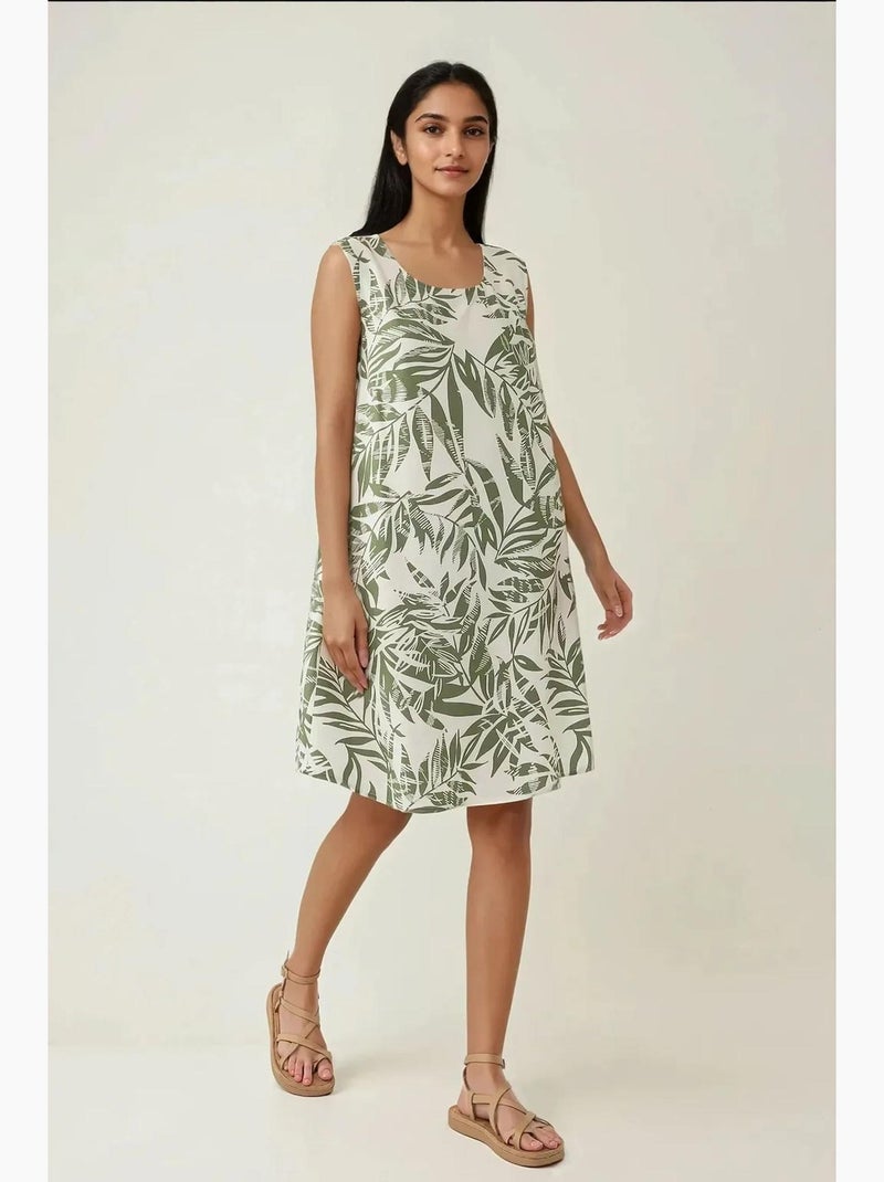 Minivestido floral sin mangas con corte en a hiccup Verde - Kiabi