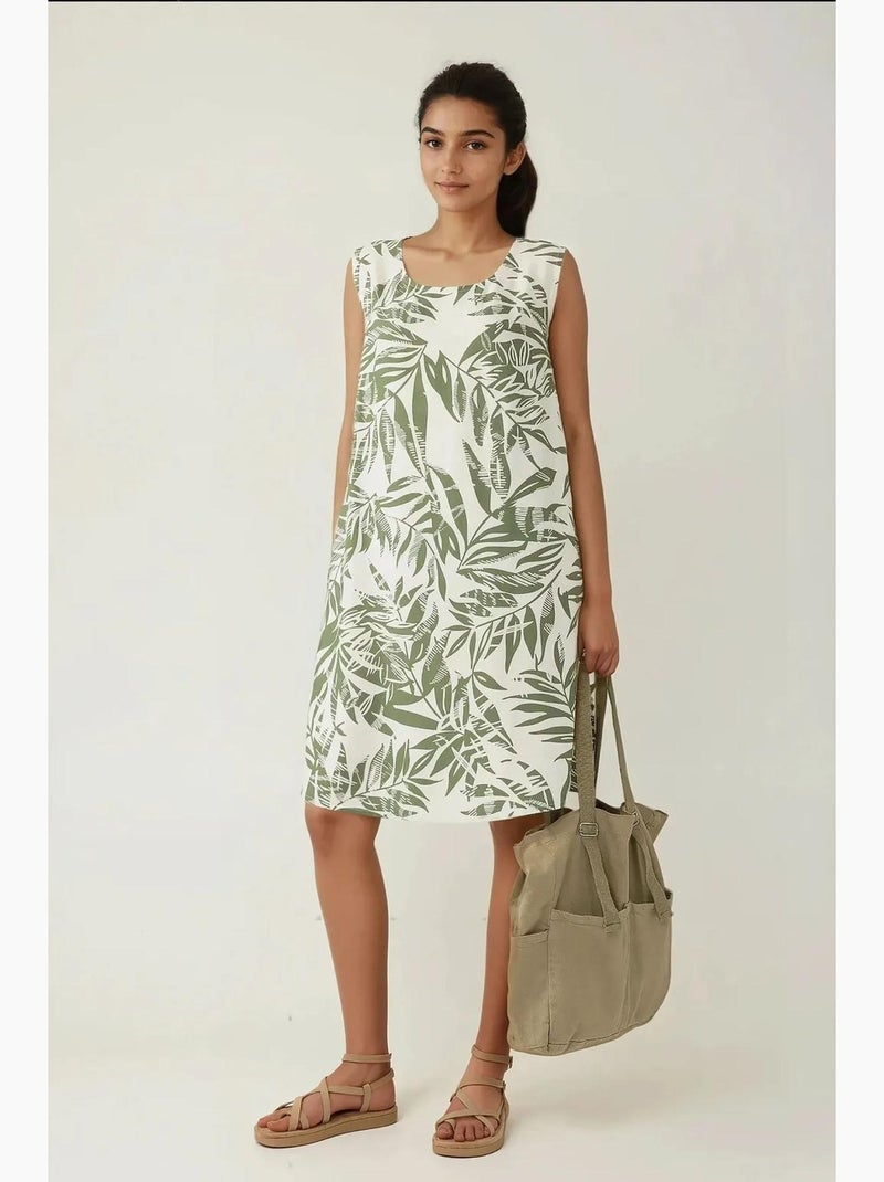 Minivestido floral sin mangas con corte en a hiccup Verde - Kiabi