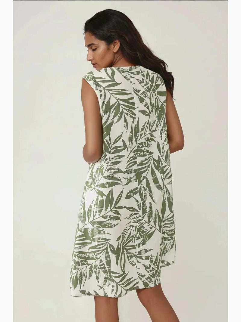 Minivestido floral sin mangas con corte en a hiccup Verde - Kiabi