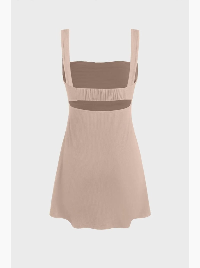 Minivestido fruncido con escote cuadrado hiccup Beige - Kiabi