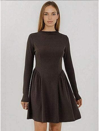 Minivestido texturizado con cuello barco hiccup