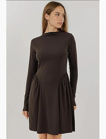 Minivestido texturizado con cuello barco hiccup