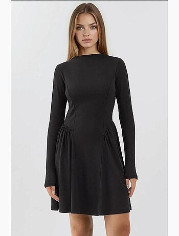 Minivestido texturizado con cuello barco hiccup
