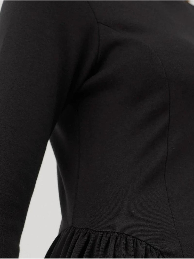 Minivestido texturizado con cuello barco hiccup Negro - Kiabi