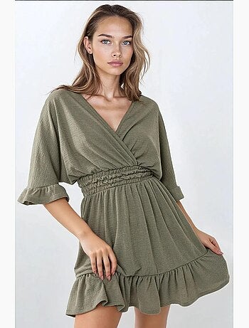 Minivestido texturizado con cuello en v hiccup