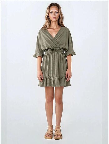 Minivestido texturizado con cuello en V
