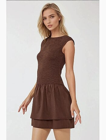 Minivestido texturizado con cuello redondo hiccup