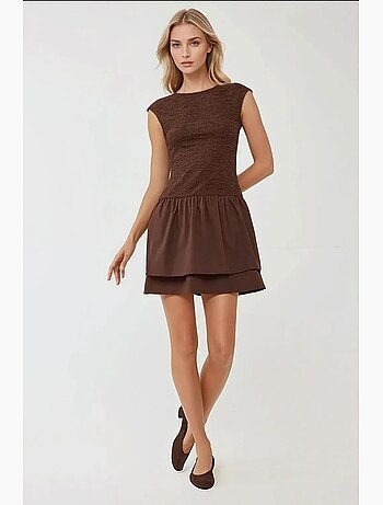 Minivestido texturizado con cuello redondo hiccup