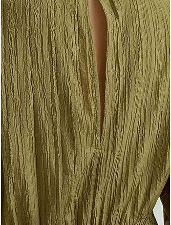 Minivestido texturizado con escote en v y mangas largas hiccup