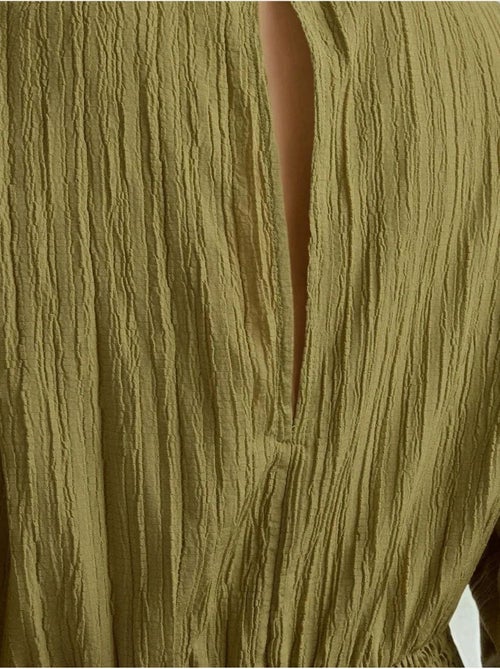Minivestido texturizado con escote en v y mangas largas hiccup - Kiabi
