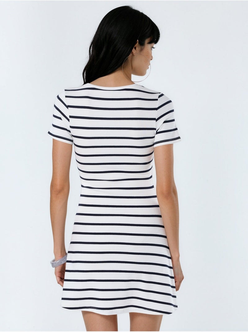 Minivestido tipo camiseta a rayas con cuello redondo busem Multicolor - Kiabi