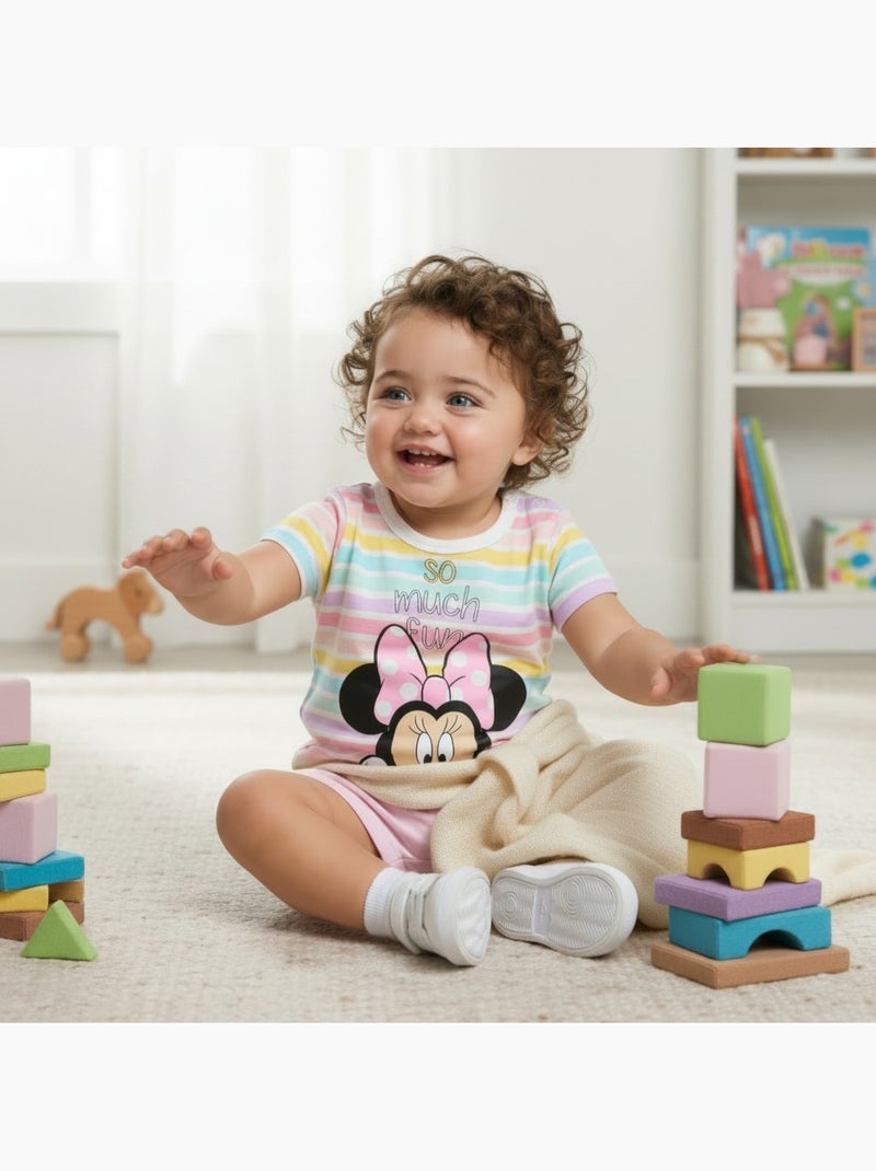 Minnie - Conjunto camiseta y short bebé niña Rosa - Kiabi