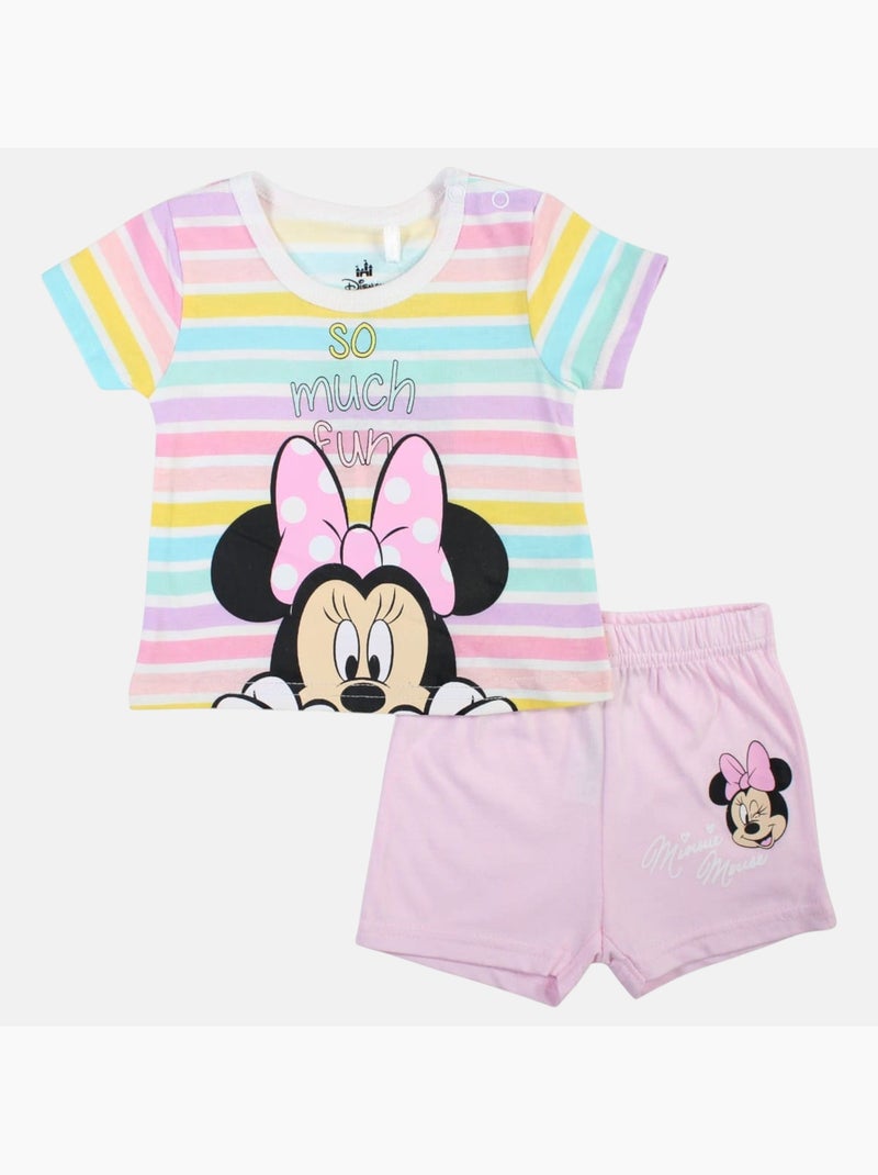 Minnie - Conjunto camiseta y short bebé niña Rosa - Kiabi