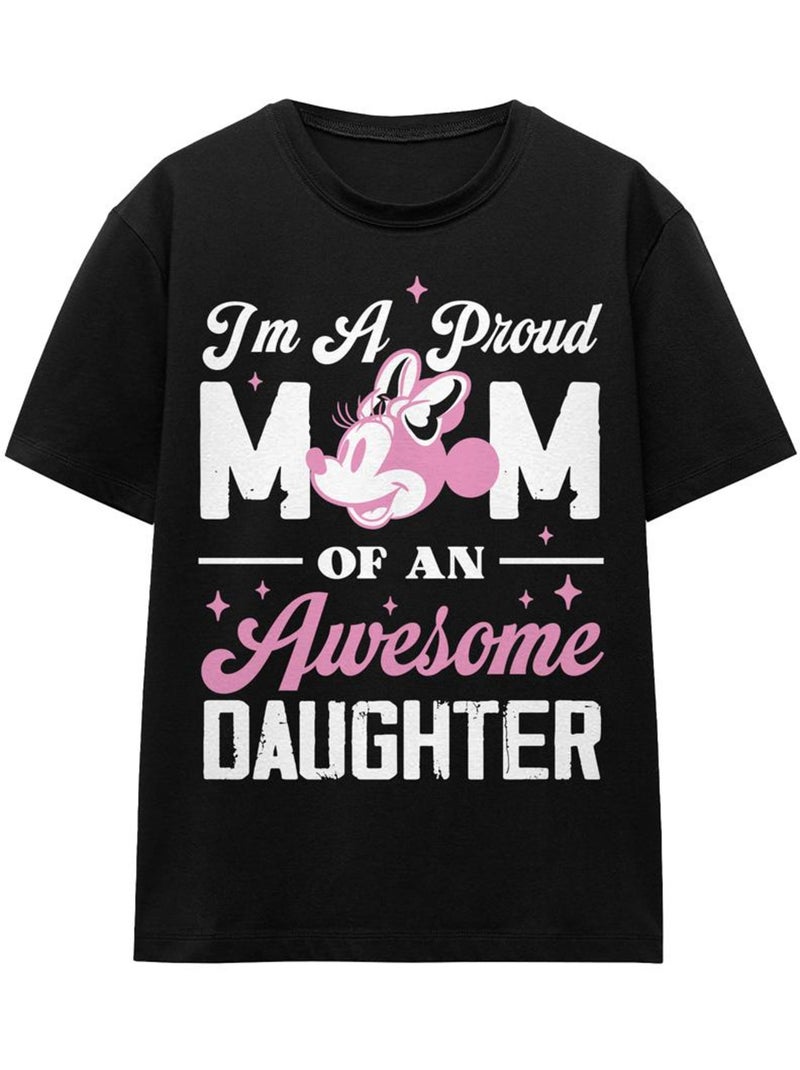 Minnie Mouse - Camiseta Proud Mom, Awesome Daughter para Adultos Unisex Negro - Kiabi