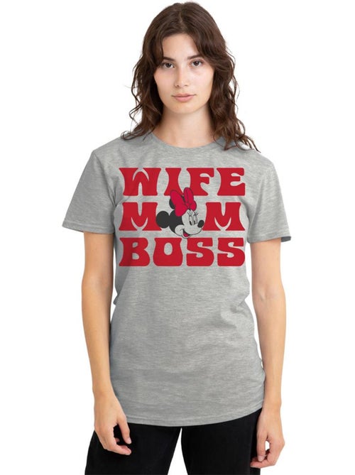 Minnie Mouse - Camiseta Wife Mom Boss para Adultos Unisex - Kiabi