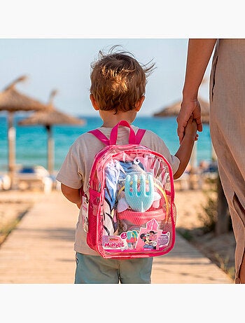 Minnie set cubo playa con accesorios mochila y poncho