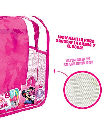 Minnie set cubo playa con accesorios mochila y poncho